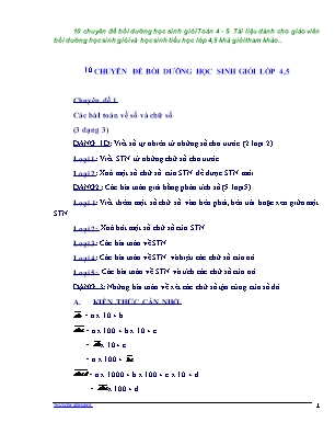 10 Chuyên đề bồi dưỡng học sinh giỏi môn Toán Lớp 4+5