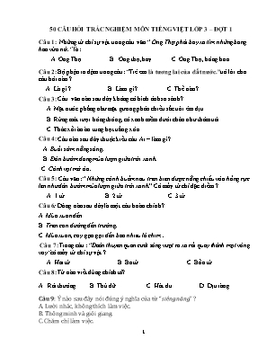 50 câu hỏi trắc nghiệm môn Tiếng Việt Lớp 3 – Đợt 1