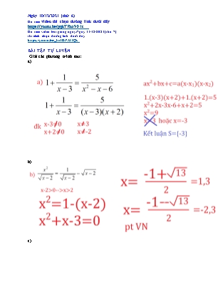 Bài tập Đại số Lớp 10 - Phương trình bậc nhất và bậc hai một ẩn