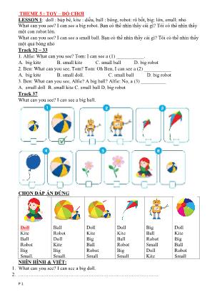Bài tập môn Tiếng Việt Lớp 3 - Theme 5: Toy