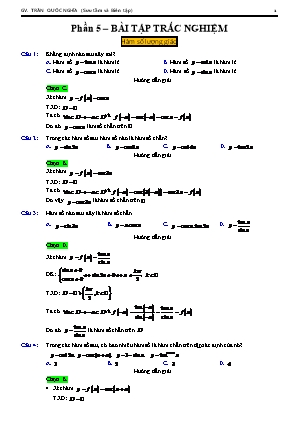 Bài tập Trắc nghiệm Hình học Lớp 11 - Hàm số lượng giác (Có đáp án)