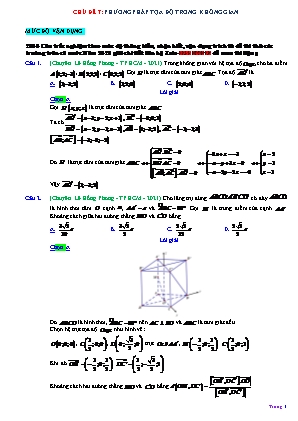 Chuyên đề môn Toán Lớp 12 - Chủ đề: Phương pháp tọa độ trong không gian