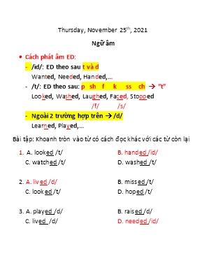 Đề cương ôn tập môn Tiếng Anh Lớp 12