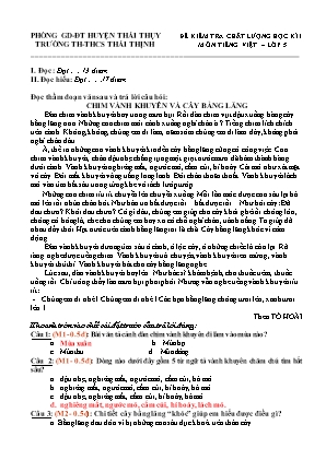 Đề kiểm tra chất lượng Học kì 1 môn Tiếng Việt Lớp 5 - Trường Tiểu học Thái Thịnh