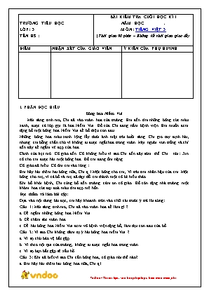 Đề kiểm tra Cuối học kì 1 môn Tiếng Việt Lớp 3