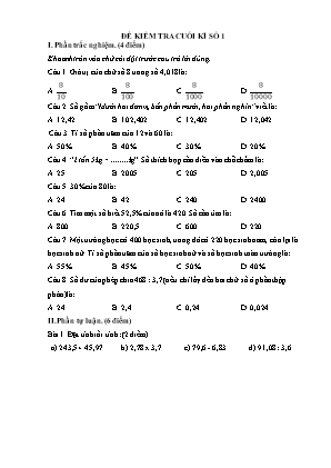 Đề kiểm tra Cuối học kì môn Toán Lớp 5