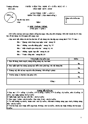 Đề kiểm tra định kì Giữa học kì 1 môn Tiếng Việt Lớp 5 - Năm học 2019-2020 - Trường Tiểu học Cổ Loa