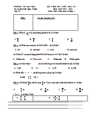 Đề kiểm tra Giữa học kì 1 môn Toán Lớp 5 - Năm học 2021-2022 - Trường Tiểu học Vạn Thái (Có đáp án)