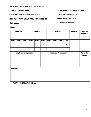 Đề kiểm tra Giữa học kì 2 môn Tiếng việt Lớp 5 - Năm học 2019-2020 - Trường Tiểu học Nguyễn Viết Xuân (Có đáp án)