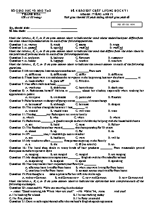 Đề thi Khảo sát chất lượng môn Tiếng Anh Lớp 12 - Mã đề: 404