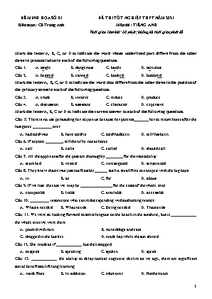 Đề thi thử THPT Quốc gia môn Tiếng Anh - Đề số 1 - Năm học 2021 (Có đáp án)