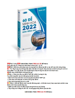 Đề thi thử THPT Quốc gia môn Tiếng Anh - Đề số 1 - Năm học 2022 (Có đáp án)