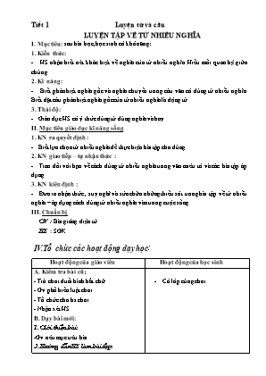 Giáo án Luyện từ và câu Lớp 5 - Luyện tập về từ nhiều nghĩa