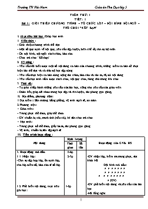 Giáo án Thể dục Lớp 5 - Chương trình học kì 1 - Trường Tiểu học Hải Nam