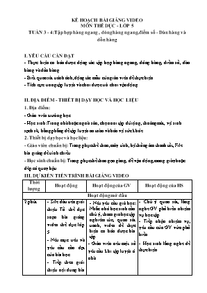 Giáo án Thể dục Lớp 5 - Tập hợp hàng ngang , dóng hàng ngang, điểm số. Dàn hàng và dồn hàng