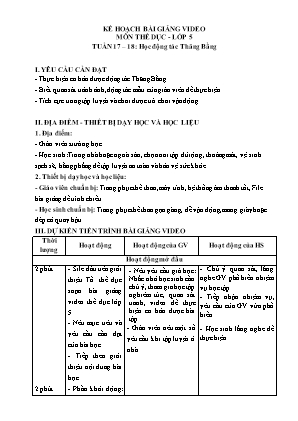 Giáo án Thể dục Lớp 5 - Tuần 17+18: Học động tác Thăng bằng