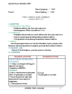 Giáo án Tiếng Anh Lớp 5 - Chương trình cả năm - Năm học 2021-2022