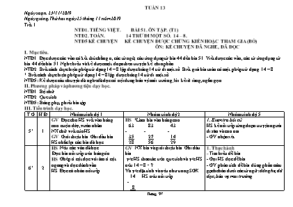 Giáo án Toán và Tiếng Việt Lớp 5 - Tuần 13 - Năm học 2019-2020