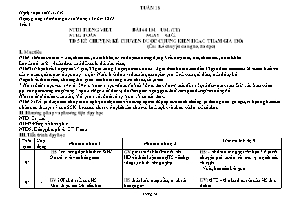 Giáo án Toán và Tiếng Việt Lớp 5 - Tuần 16 - Năm học 2019-2020
