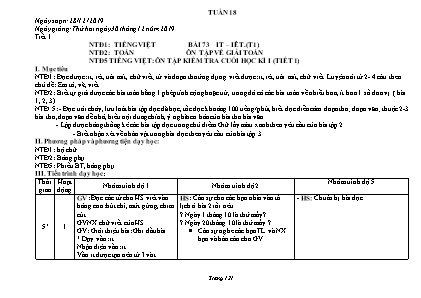 Giáo án Toán và Tiếng Việt Lớp 5 - Tuần 18 - Năm học 2019-2020