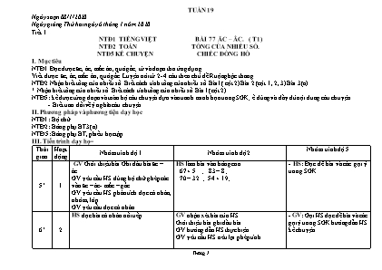 Giáo án Toán và Tiếng Việt Lớp 5 - Tuần 19 - Năm học 2019-2020