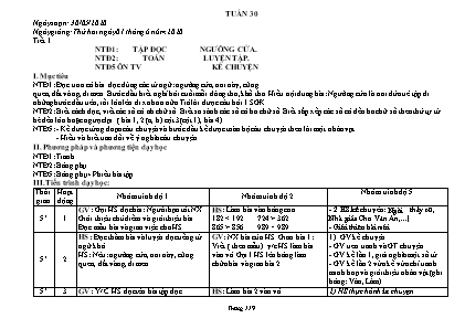 Giáo án Toán và Tiếng Việt Lớp 5 - Tuần 30 - Năm học 2019-2020