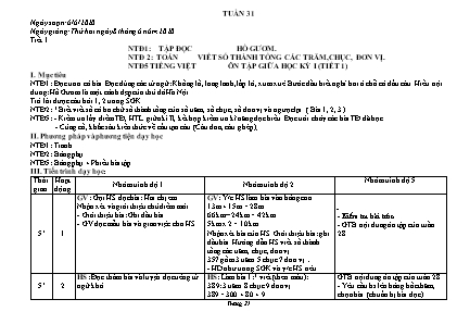 Giáo án Toán và Tiếng Việt Lớp 5 - Tuần 31 - Năm học 2019-2020