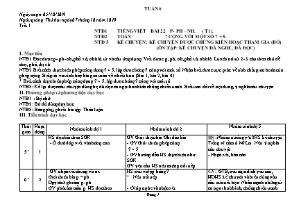 Giáo án Toán và Tiếng Việt Lớp 5 - Tuần 6 - Năm học 2019-2020