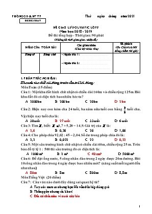 Giao lưu Olympic Lớp 5 - Đề đề xuất - Năm học 2018-2019 (Có đáp án)