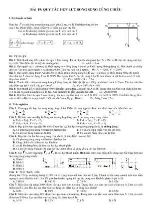 Lý thuyết và bài tập Vật lí Lớp 10 - Bài 19: Quy tắc hợp lực song song cùng chiều