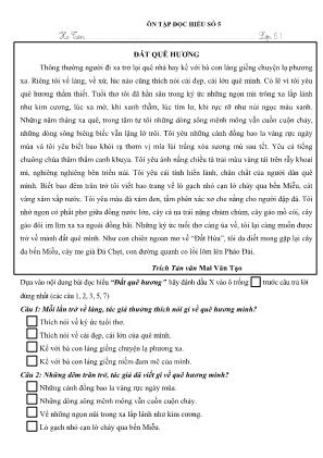 Ôn tập môn Tiếng Việt Lớp 5 - Bài đọc hiểu số 5