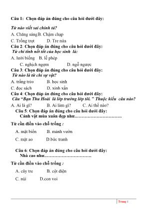 Trắc nghiệm môn Tiếng Việt Lớp 3 - Tuần 2 (Có đáp án)