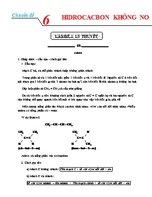 Chuyên đề Hóa học Lớp 11 - Chuyên đề 6: Hidrocacbon không no - Năm học 2022-2023