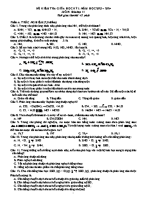 Đề kiểm tra giữa học kỳ I môn Hóa học Lớp 11 (Sách Chân trời sáng tạo) - Năm học 2023-2024 (Có đáp án)