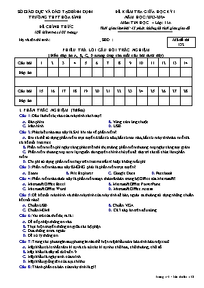 Đề kiểm tra giữa học kỳ I môn Tin học Lớp 11 (Sách Cánh diều) - Năm học 2023-2024 - Trường THPT Hòa Bình