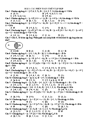 Ôn tập Toán Lớp 10 (Sách Chân trời sáng tạo) - Bài 3: Các phép toán trên tập hợp