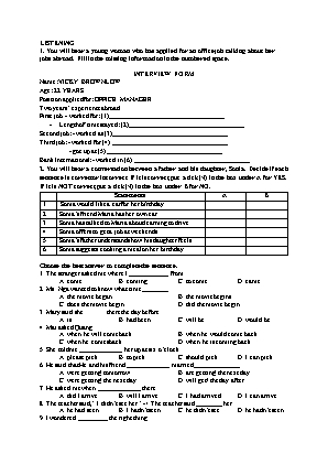 Bài ôn tập môn Tiếng Anh Lớp 10 (Global Success) - Unit 9