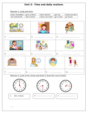 Bài tập Tiếng Anh Lớp 4 (Global Success) - Unit 2: Time and daily routines