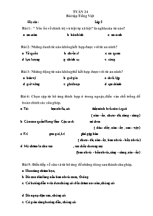 Bài tập Tiếng Việt Lớp 5 - Tuần 24