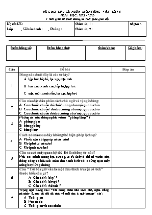 Đề giao lưu cá nhân môn Tiếng Việt Lớp 5 - Năm học 2022-2023 (Có đáp án)