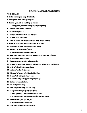 Đề ôn tập môn Tiếng Anh Lớp 11 (Global Success) - Unit 5: Global warming