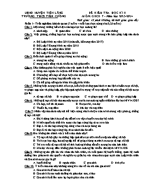 Đề kiểm tra học kì II môn Giáo dục công dân 7 năm học 2023-2024 - Trường THCS Tiên Cường