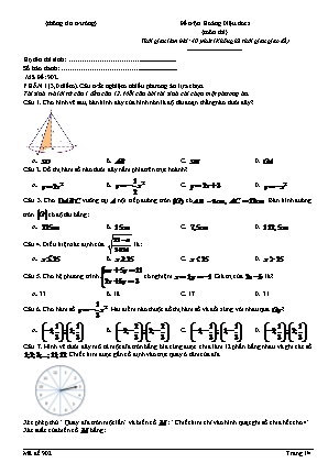 Đề thi thử vào Lớp 10 THPT môn Toán - Mã đề: 902