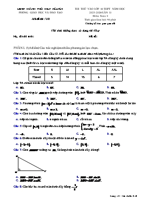 Đề thi thử vào Lớp 10 THPT năm học 2025-2026 (Lần 1) môn Toán - Mã đề: 210