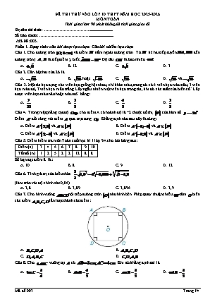 Đề thi thử vào Lớp 10 THPT năm học 2025-2026 môn Toán - Mã đề: 003