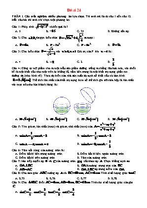 Đề thi Toán tuyển sinh vào 10 (Có đáp án)