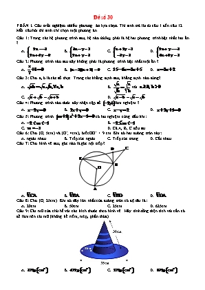 Đề thi tuyển sinh vào 10 THPT môn Toán (Có đáp án)